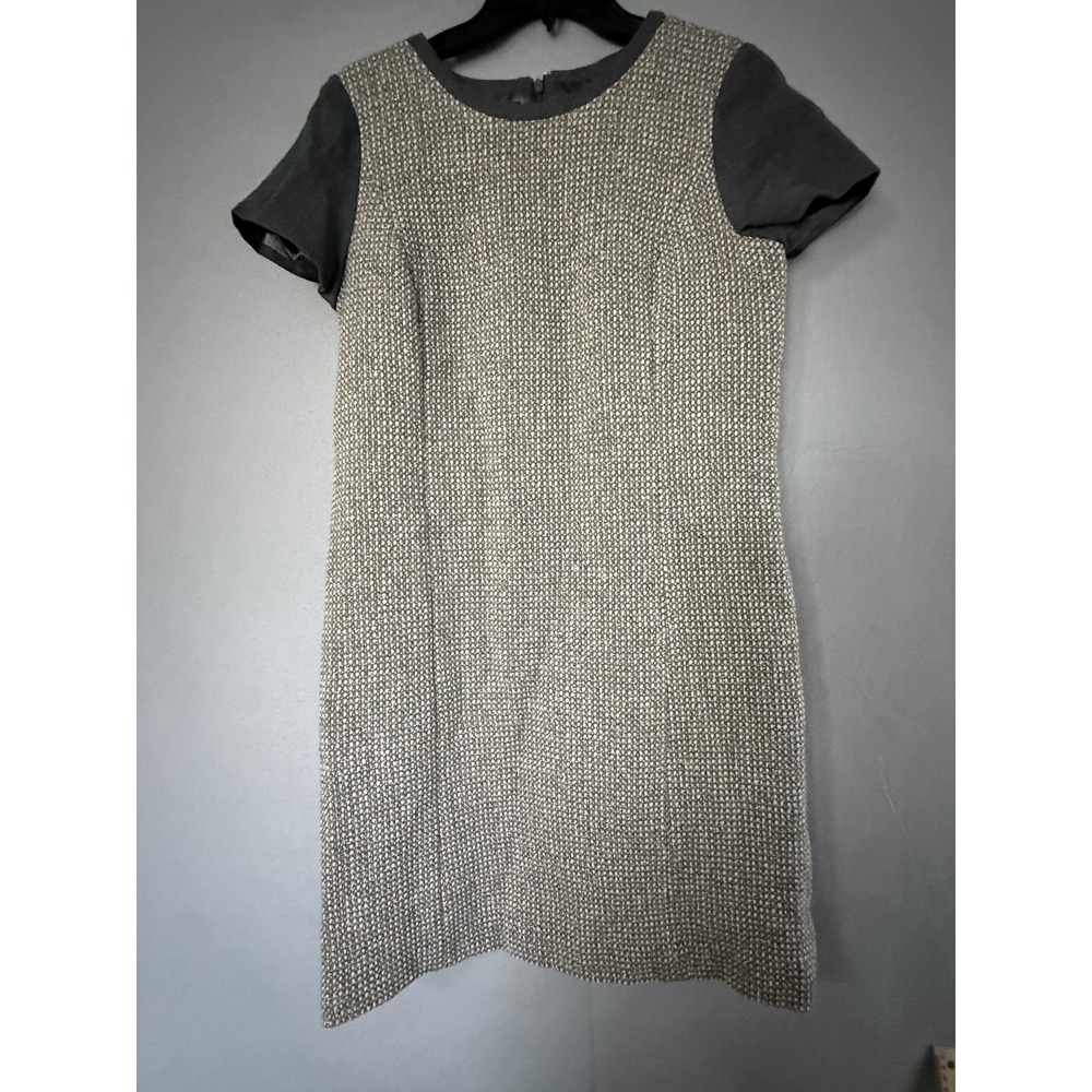 Talbots Dress Womens 8 Gray Tweed‎ Short Sleeve Shift Wool Blend Office Work